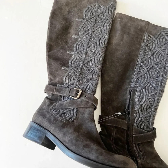 Napoleoni‎ Italy Gray Suede Knee High Boots Size EU 40 Sweater Detail Winter 9.5 - Picture 8 of 10
